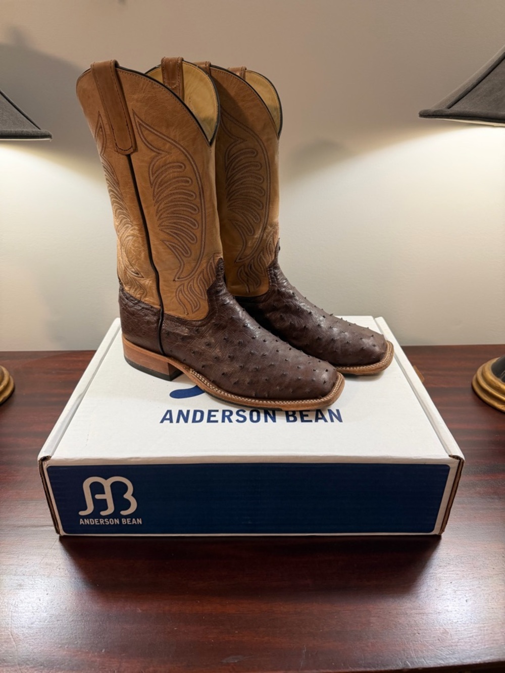 Anderson Bean Americano Full Quill Ostrich Boots 11D